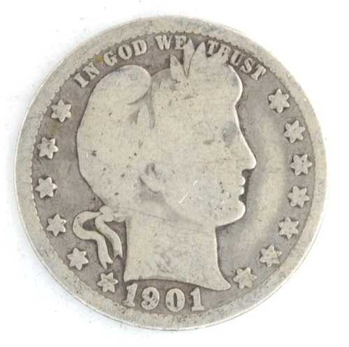 アメリカ合衆国 1901年Oミント バーバークォーター 25セント 90%銀貨 ニューオーリンズ造幣局|WORLD RESOURCE【QUEEN店】
