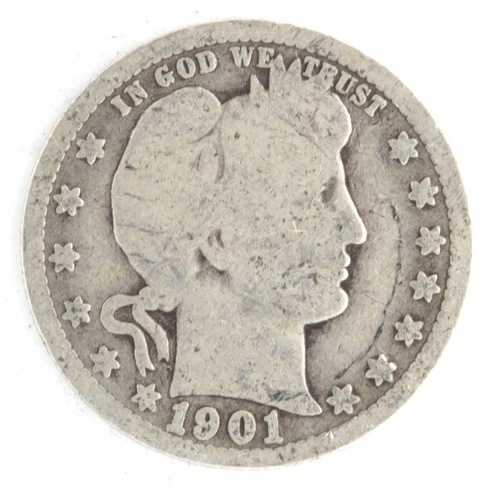 アメリカ合衆国 1901年Oミント バーバークォーター 25セント 90%銀貨 ニューオーリンズ造幣局|WORLD RESOURCE【QUEEN店】