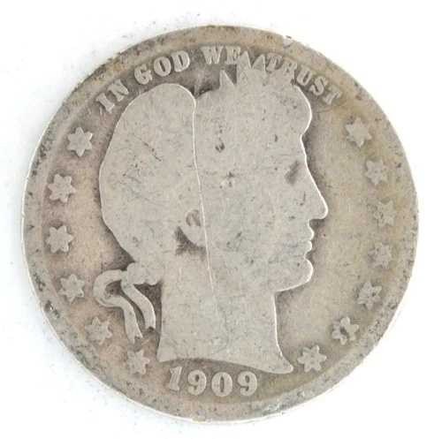 アメリカ合衆国 1909年Oミント バーバークォーター 25セント 90%銀貨 ニューオーリンズ造幣局|WORLD RESOURCE【QUEEN店】