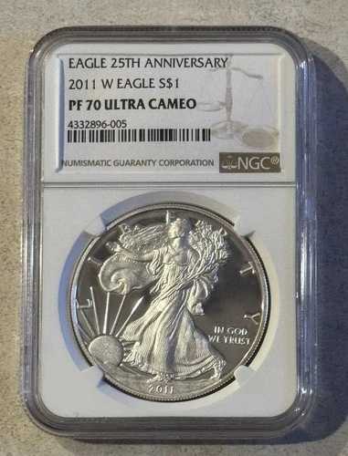 2011年 W アメリカン シルバーイーグル NGC PF 70 ウルトラカメオ 25周年記念 ブラウンラベル｜WORLD RESOURCE【QUEEN店】