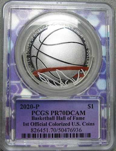 2020年 プルーフ カラライズ バスケットボール HOF シルバー ドル PCGS PR-70 DCAM コイン -- #815C-|WORLD RESOURCE【QUEEN店】