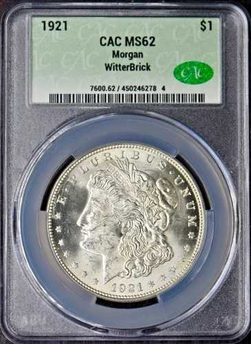 1921年 モーガン銀貨 - CAC MS62 WitterBrick サイン入り - COINGIANTS｜WORLD RESOURCE【QUEEN店】 46,860円