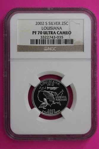 2002年 S PF 70 ルイジアナ州銀貨 25セント硬貨 NGC鑑定済み スラブ451|WORLD RESOURCE【QUEEN店】