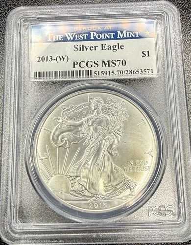 2013-W アメリカンシルバーイーグル PCGS MS70 ウェストポイント - 完璧なASE|WORLD RESOURCE【QUEEN店】