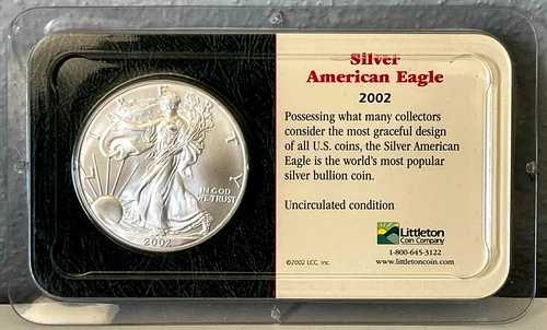 2002年 1オンス アメリカン シルバー イーグル リトル コインホルダー COA ライト トーニング付き!-｜WORLD RESOURCE【QUEEN店】