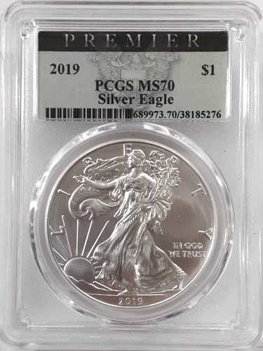 2019年発行 1ドル アメリカン・シルバーイーグル PCGS MS70 プレミアラベル (276)|WORLD RESOURCE【QUEEN店】