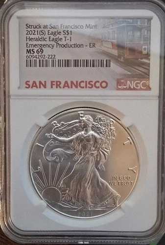 2021年Sミント 1ドル銀貨 紋章鷲 T1 緊急生産 ER NGC MS-69｜WORLD RESOURCE【QUEEN店】