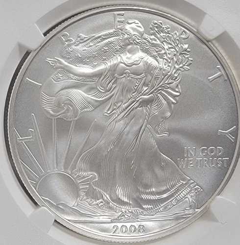 2008-W - MS70 - サテン仕上げ - アメリカン・シルバーイーグル - ウェストポイント造幣局|WORLD RESOURCE【QUEEN店】