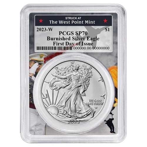 2023年-W 磨き済 $1 アメリカン シルバー イーグル PCGS SP70 FDOI ウェストポイントフレーム-|WORLD RESOURCE【QUEEN店】