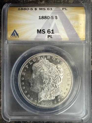 1880年 S モーガンシルバー ドル ANACS MS-61 PL-|WORLD RESOURCE【QUEEN店】