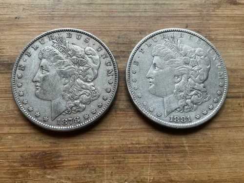 米国モーガン銀貨2枚(流通品、詳細:1904年以前)ロット番号W3|WORLD RESOURCE【QUEEN店】