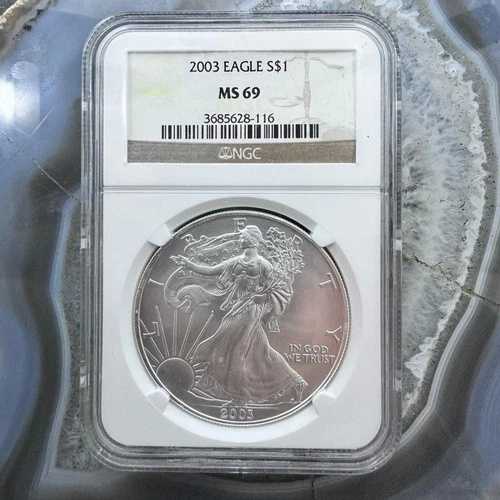 2003年米国 1.0オンス 999純銀 アメリカン・シルバーイーグル NGC MS69 #3685628-116EX｜WORLD RESOURCE【QUEEN店】