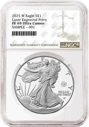 2025 W シルバー イーグル レーザー彫刻 Privy PF 69 ウルトラカメオ NGC ブラウン ラベル-|WORLD RESOURCE【QUEEN店】