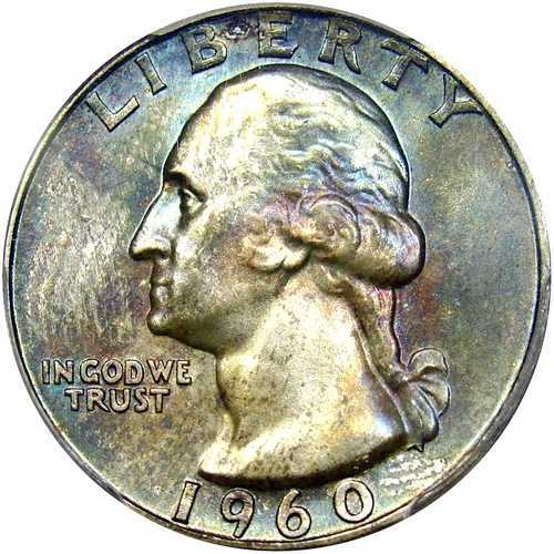 1960-D 25セント PCGS MS65 銀貨 ワシントン ～ パステルレインボー付き 希少品!｜WORLD RESOURCE【QUEEN店】 46,860円
