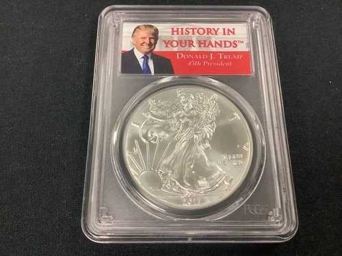 2017年シルバーイーグル PCGS MS70 ファーストストライク ドナルド・トランプ 歴史があなたの手に!|WORLD RESOURCE【QUEEN店】