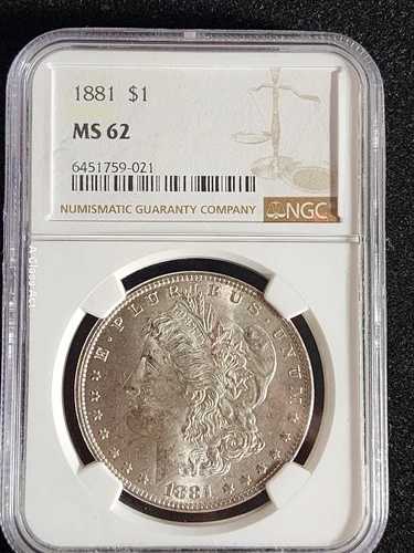 1881年「P」モルガン銀貨 $1 NGC MS62。当社のT5563｜WORLD RESOURCE【QUEEN店】 46,860円