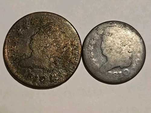 1810年 クラシックヘッド ラージセントと 1810 ハーフセント 2 枚ロット。 -|WORLD RESOURCE【QUEEN店】