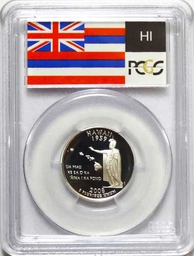 2008-S シルバー ワシントン クォーター ハワイ州シリーズ フラッグラベル PCGS PR70DCAM｜WORLD RESOURCE【QUEEN店】