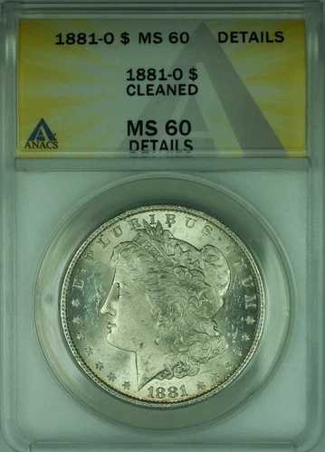 1881年Oミント モーガン銀貨 $1 コイン ANACS MS-60 詳細 洗浄済み 状態良好｜WORLD RESOURCE【QUEEN店】