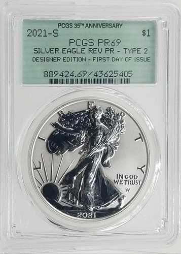 2021年Sミント アメリカンシルバーイーグルT2 | リバースプルーフ | PCGS PR69 | デザイナーエディション FDI｜WORLD RESOURCE【QUEEN店】