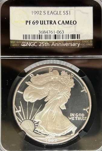 1992年Sミント シルバーイーグル PF69UCAM NGCブラックコア（#PA3684761063）｜WORLD RESOURCE【QUEEN店】