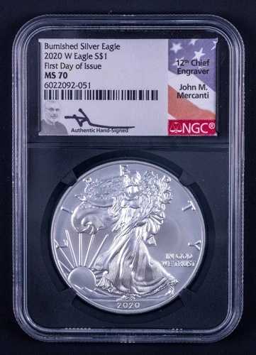 2020年 1ドル 1オンス バーニッシュド シルバーイーグル NGC MS70 FDOI Mercanti サイン入り DCB051｜WORLD RESOURCE【QUEEN店】