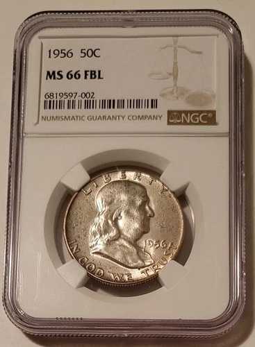 1956年フランクリンハーフダラー MS66 FBL NGC トーン｜WORLD RESOURCE【QUEEN店】