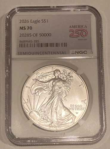 2026年シルバーイーグル、NGC MS70認定、限定版（50,000枚限定のうち20,285番）｜WORLD RESOURCE【QUEEN店】