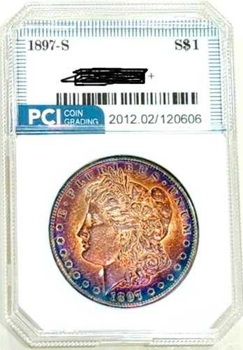 1897年Sミントの希少な日付の極美品モルガンドル、美しい虹色の色合い|WORLD RESOURCE【QUEEN店】