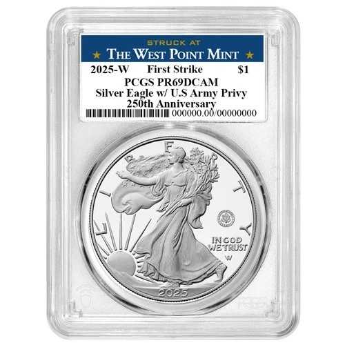 2025-W プルーフ 1 ドル アメリカン シルバー イーグル アーミー プリビー PCGS PR69DCAM FS ウェストポイント|WORLD RESOURCE【QUEEN店】