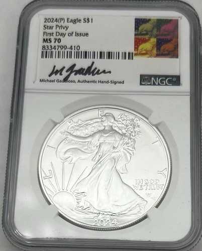 2024(P) シルバーイーグル スタープリヴィー NGC MS70 初日発行 ガウディオーソ署名入り -410-|WORLD RESOURCE【QUEEN店】