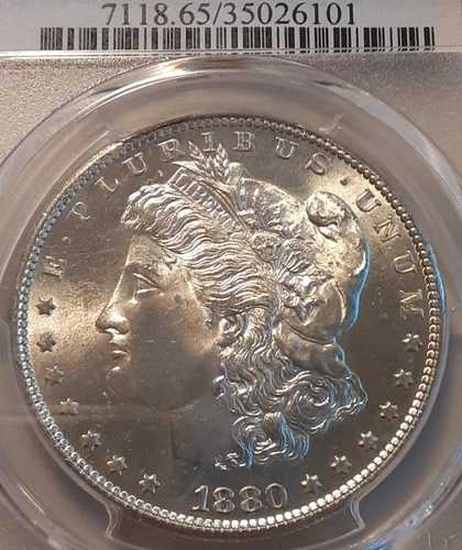 1880年Sミント PCGS MS65 ラージS モーガン銀貨 サンフランシスコ造幣局 $1 (7247)｜WORLD RESOURCE【QUEEN店】