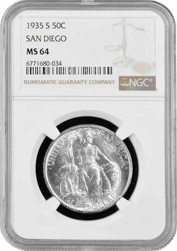 アメリカ合衆国ハーフダラー 1936年Sミント、NGC MS64、「サンディエゴ太平洋国際博覧会」｜WORLD RESOURCE【QUEEN店】