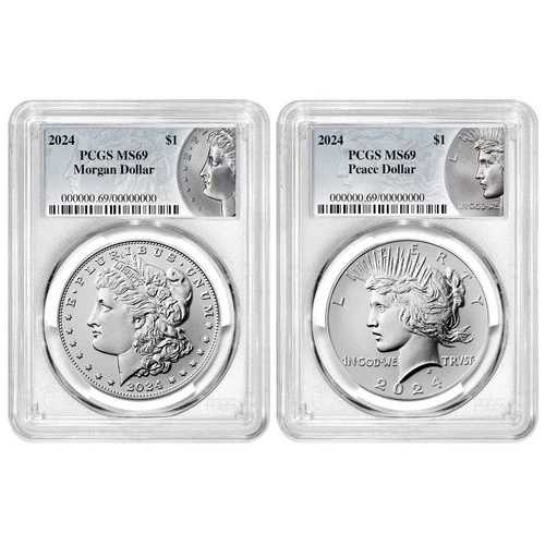 2024年 1ドル モーガン&ピース銀貨 2枚セット PCGS MS69 モーガン&ピース|WORLD RESOURCE【QUEEN店】