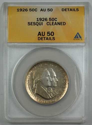 1926年 セスキ記念銀貨 ハーフダラー ANACS AU 50 詳細クリーニング済み (B)｜WORLD RESOURCE【QUEEN店】 59,290円