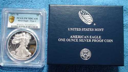 2021年 W アメリカンシルバーイーグル タイプ1 PCGS PR70DCAM ゴールドシールド|WORLD RESOURCE【QUEEN店】