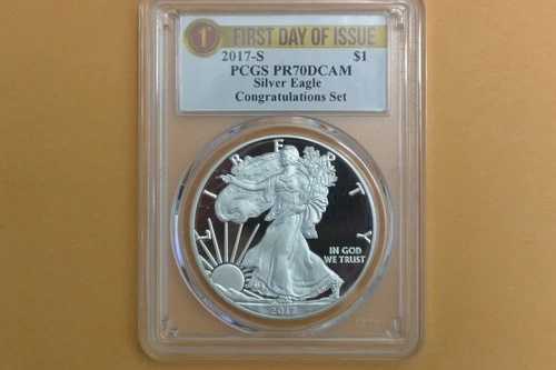 2017-S シルバーイーグル 祝賀セット PCGS PR70 DCAM 発行初日｜WORLD RESOURCE【QUEEN店】