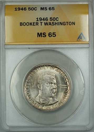 1946年 ブッカー・T・ワシントン記念銀貨 50セント ANACS MS-65 軽度の変色|WORLD RESOURCE【QUEEN店】