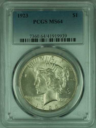 1923年ピース銀貨 S$1 PCGS MS-64 軽度の変色 (35C)|WORLD RESOURCE【QUEEN店】