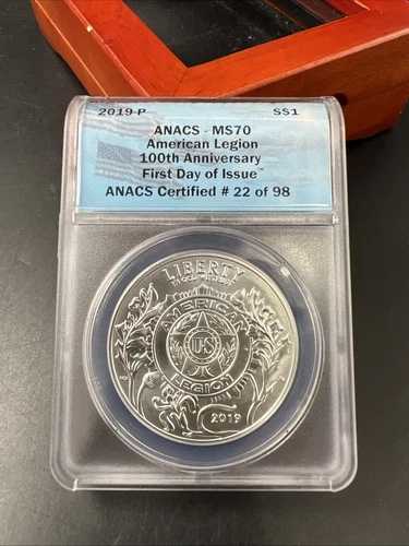 2019年 P アメリカン・レギオン記念銀貨 MS70 ANACS ディスプレイボックス付き｜WORLD RESOURCE【QUEEN店】