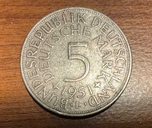 西ドイツ銀貨 5マルク 1951年 シュトゥットガルト造幣局F｜WORLD RESOURCE【QUEEN店】 23,430円