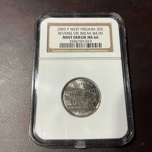 GEM BU 2005-P ミントエラー ダイブレイク CUD ウェストバージニア州クォーター NGC MS66｜WORLD RESOURCE【QUEEN店】