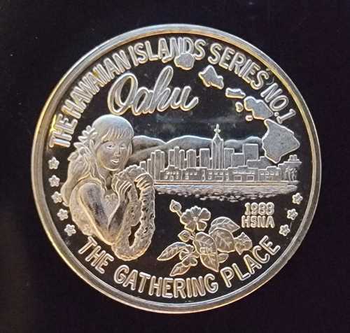1988年 オアフ島ハワイアン・アイランド・ギャザリング HSNAミント #1-999 銀貨 1オンス アートコイン｜WORLD RESOURCE【QUEEN店】