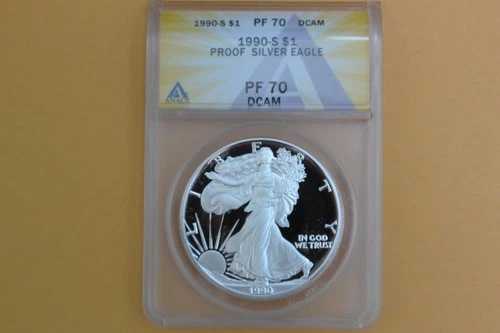 1990年Sミント プルーフ シルバー アメリカンイーグル ANACS PF70 DCAM|WORLD RESOURCE【QUEEN店】