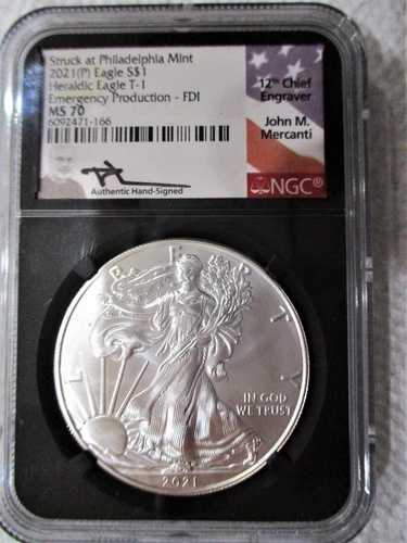 2021年 P シルバーイーグル T-1 NGC MS70 緊急生産 FDI- MERCANTI ブラックコア｜WORLD RESOURCE【QUEEN店】