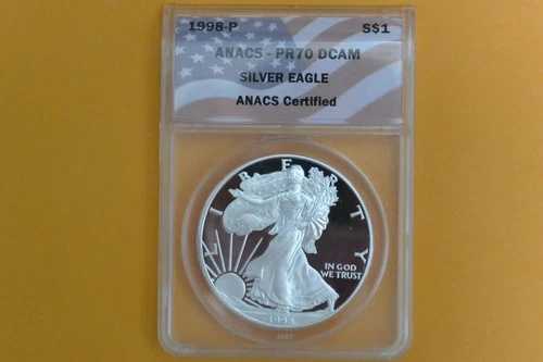 1998-P プルーフ アメリカン シルバーイーグル ANACS PR70 DCAM｜WORLD RESOURCE【QUEEN店】
