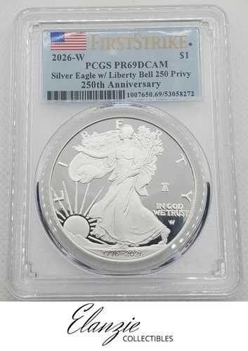 2026-W プルーフ アメリカン シルバー イーグル リバティ ベル ファースト ストライク PCGS PR69｜WORLD RESOURCE【QUEEN店】