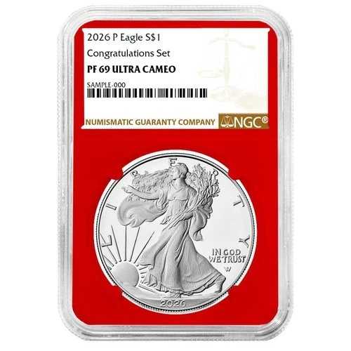 2026-P 1ドル 1オンス プルーフ アメリカンシルバーイーグル お祝いセット NGC PF69UC ブラウン｜WORLD RESOURCE【QUEEN店】