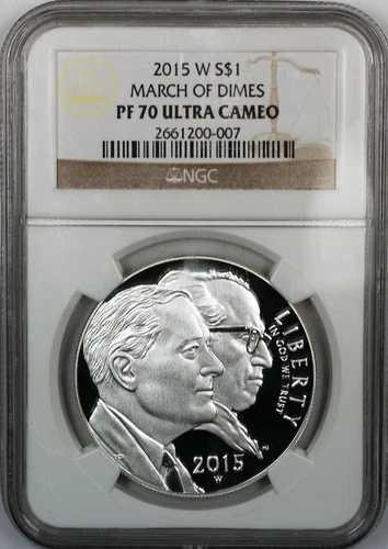 2015年Wミント 1ドル銀貨 プルーフ マーチ・オブ・ダイムズコイン NGC PF-70 ウルトラカメオ｜WORLD RESOURCE【QUEEN店】