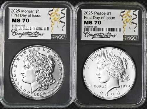 2025年 モーガン＆ピース銀貨 $1 NGC MS70、初日発行 FDI 1887年｜WORLD RESOURCE【QUEEN店】